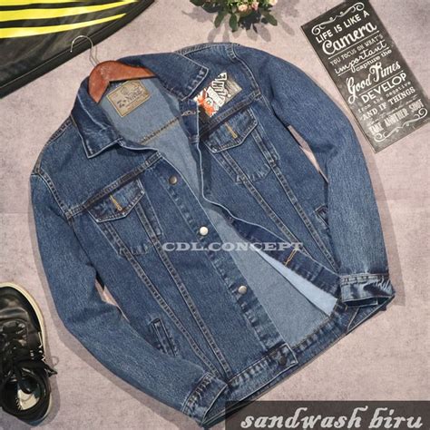 Jual Jaket Jeans Sanwash Pria Jaket Jean Sandwash Blue Jaket Pria Jaket