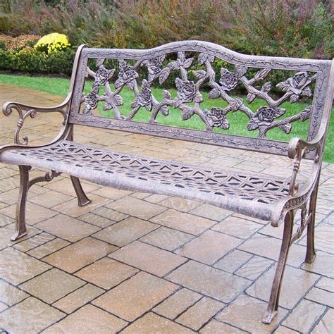 Oakland Living Tea Rose 2575 In W X 3375 In H Antique Bronze Aluminum Bench At