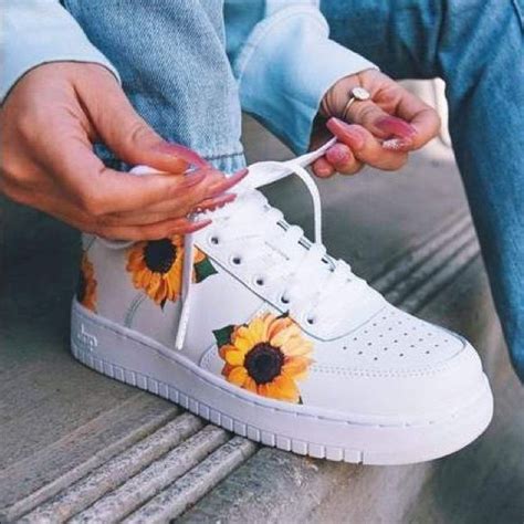 Nike Air Force Sunflower D In White Nike Shoes Cute Nike