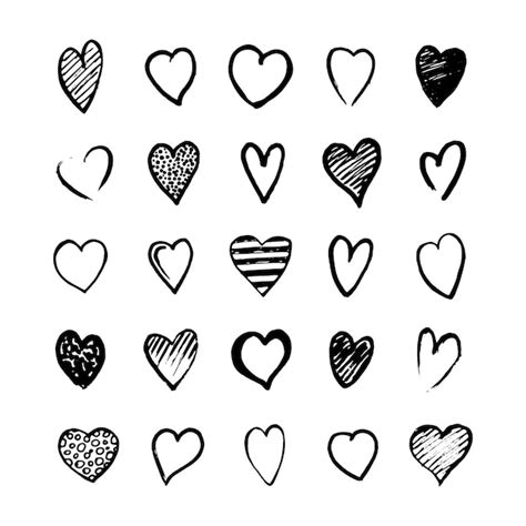 Premium Vector Heart Icons Hand Drawn Set For Valentines Day