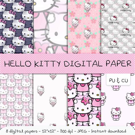 Special Hello Kitty Digital Texture Paper Pack Cu By Oneblankdream