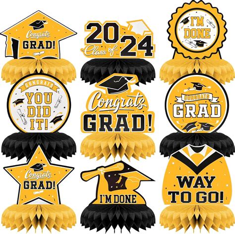 9 Pieces Graduation Honeycomb Centerpieces Table Decor