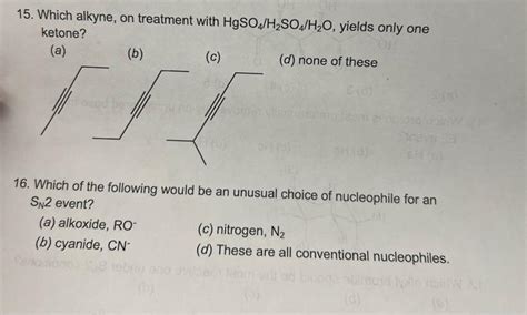 Solved Which Alkyne On Treatment With Hgso H So H O Chegg