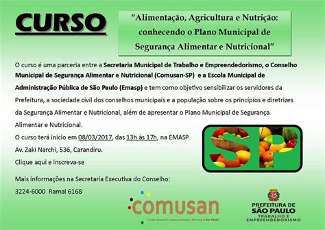 Saúde Vila Maria Guilherme Curso Alimentação Agricultura e Nutrição