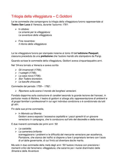 Trilogia Della Villeggiatura Fine Novembre Il Ritorno Della