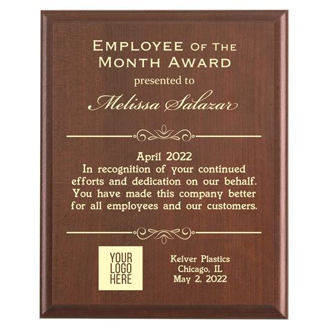 Employee of the Month Award Plaque | End of Month Recognition Award at Work – Marked Moments ...