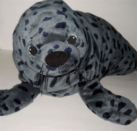 Ikea Sea Lion Plush Klappar Sal Gray Navy Blue Dot Spot Stuffed Seal