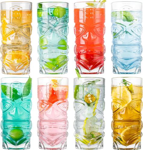 Inftyle Clear Tiki Glasses Set Of 6 14 Oz Modern Bar Tiki Cocktail Glasses Perfect