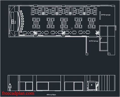 Cafe Bar Plano Dwg Y Alzado Free Cad Plan