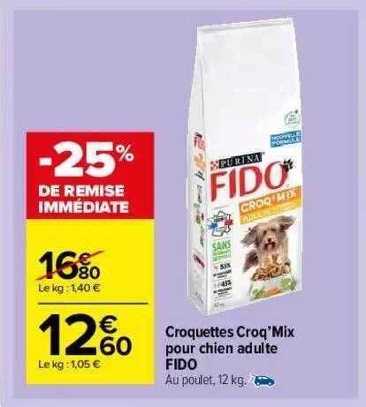 Promo Croquettes Croq Mix Pour Chien Adulte Fido Chez Carrefour Market