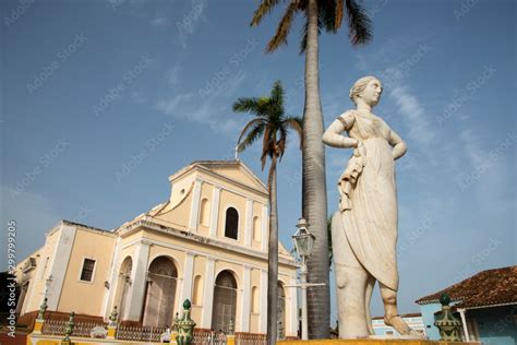 Statue In Plaza Mayor Church Of The Holy Trinity Iglesia De La Sant