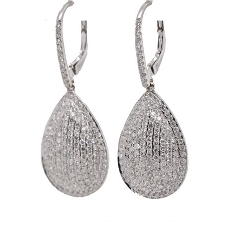 K White Gold Tear Drop Earring Tcw Diamonds Porcello Jewelers