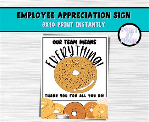 Bagel Staff Appreciation Sign 8x10 Etsy