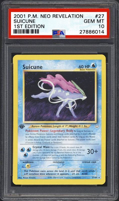 2001 Nintendo Pokemon Neo Revelation 1st Edition Suicune Psa Cardfacts®