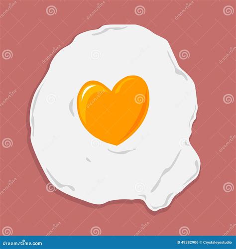 Fried Egg With Heart Shape For Healthcare Concept Stock Vector