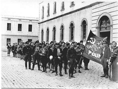 Soldiers from the P.O.U.M. militia outside of the Lenin Barracks ...