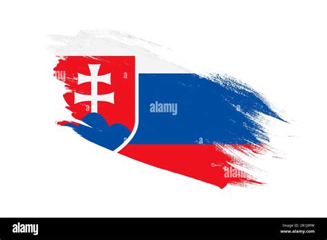 Slovakia Flag With Stroke Brush Painted Effects On Isolated White