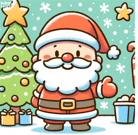 Beautiful Christmas Drawing For Kids Santa Claus And Christmas Tree