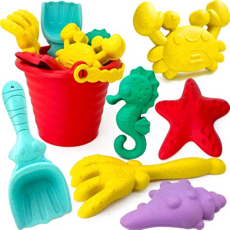 Lubibi Beach Toy Set Sand Bucket For Kids Sea Animals Molds Spade