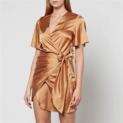 Never Fully Dressed Vienna Satin Wrap Mini Dress