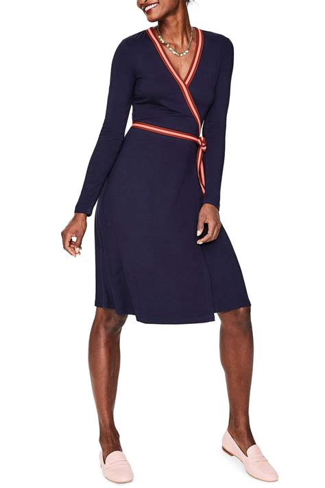 Boden Synthetic Cara Jersey Wrap Dress In Navy Blue Lyst