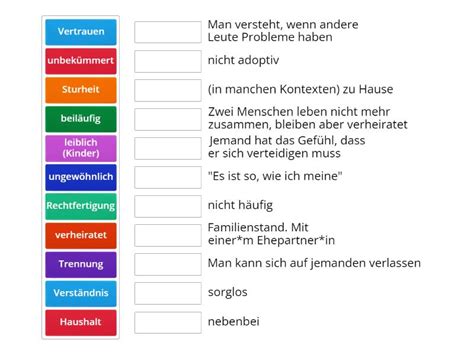 Wortschatz Beziehungen Match Up