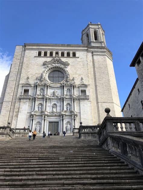 People Walking at the Stairs from the Cathedral of Girona Editorial ...