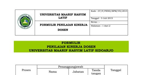 Formulir Penilaian Kinerja Dosen Pdf Google Drive