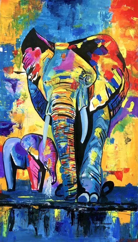 Elephant Abstract Art Painting by Sharmene Yousuf | Saatchi Art