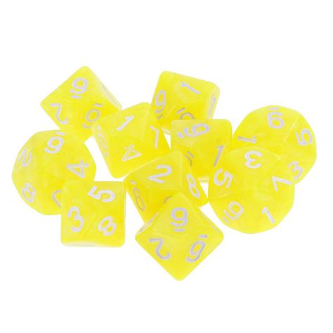 10 Uds Dados De 10 Caras D10 Dados Poliédricos Para Juego De Dragones Amarillo Perfke Dados