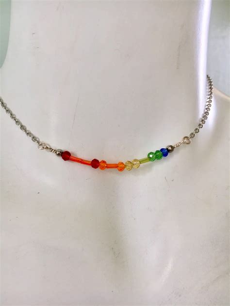 Pride Rainbow Morse Code Necklace Lgbtq Jewellery Morse Code Necklace