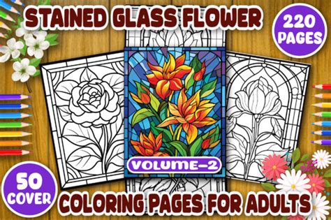 Stained Glass Flower Coloring Pages Graphic By Kdp Design