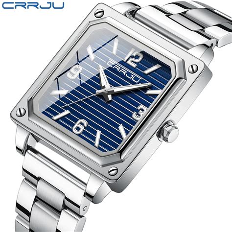 CRRJU Montre Bracelet Quartz Carr E Tanche Pour Homme Montre D Affaires