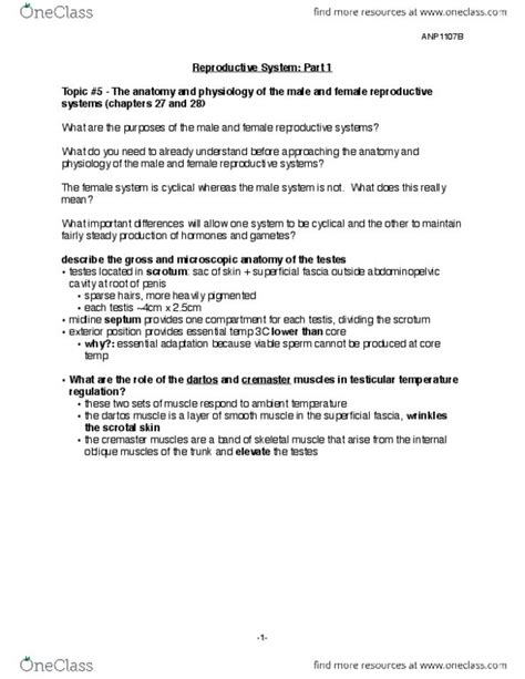 ANP 1107 Final ANP1107 Exam Notes Part 2 OneClass