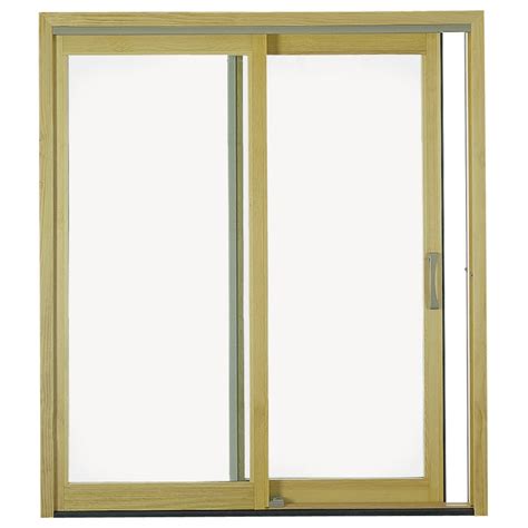 Pella 7125 In Clear Glass White Wood Sliding Patio Door With Screen At