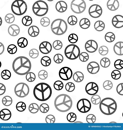 Black Peace Icon Isolated Seamless Pattern On White Background Hippie Symbol Of Peace Vector