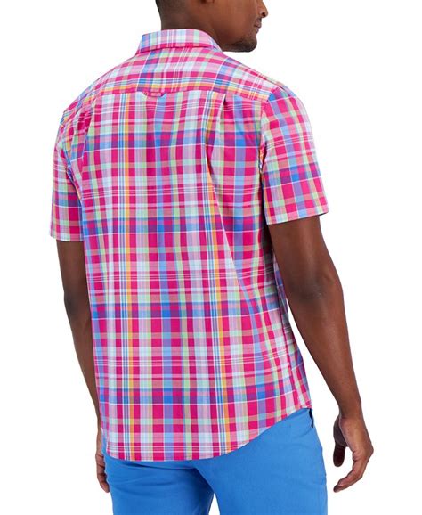 Club Room Mens Paul Classic Fit Plaid Button Down Poplin Shirt