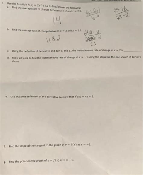 Solved Me 1 Use The Function F X 2x2 5x To Find Answer