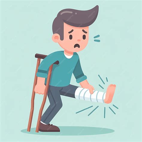 Premium Photo | A cartoon of a man with a broken leg and a bandaged leg