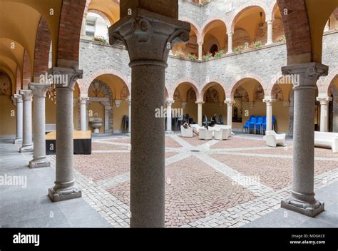 Palazzo Civico Town Hall Courtyard Bellinzona Switzerland Stock