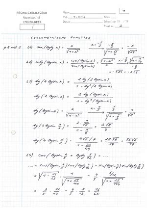 Wiskunde Tew Werkcollege Voorbereidende Oefeningen Werkcollege