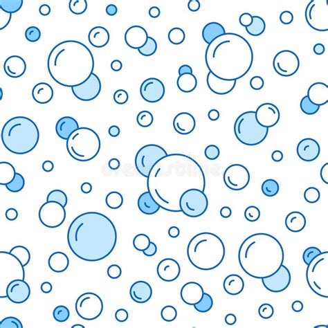 Bubbles Vector Seamless Pattern With Flat Line Icons Black White Color