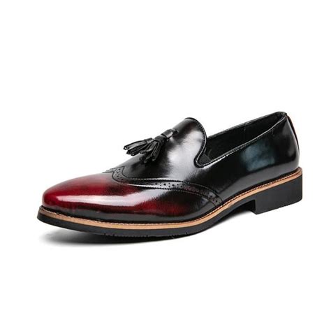 Chaussures Cuir Homme Dans Derby Noir Et Rouge Cdiscount Chaussures