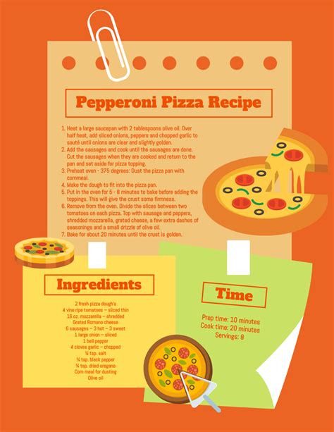 Pizza Memo Recipe Card | Recipe Card Template