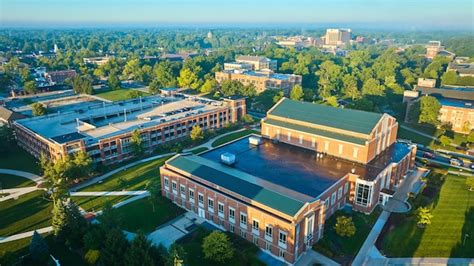 Premium Photo Ball State University Aerial Golden Sunrise Over Summer