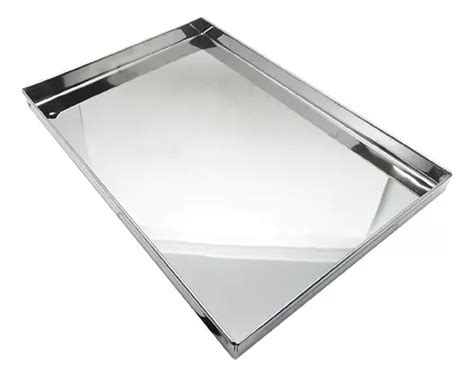 Bandeja Forma Tabuleiro Assadeira Canto Liso 25x15x02cm Inox