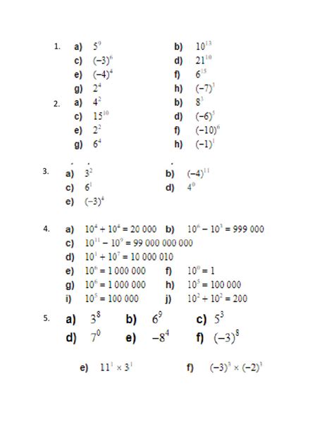 Exponent Rules 1 and 2 Solutions | PDF