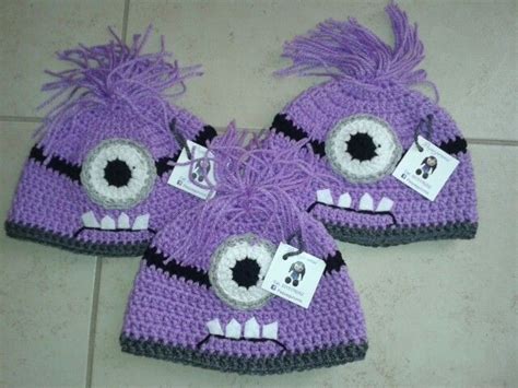 Hat Crochet Minion Evil Gorro Tejido Tejidos Gorros