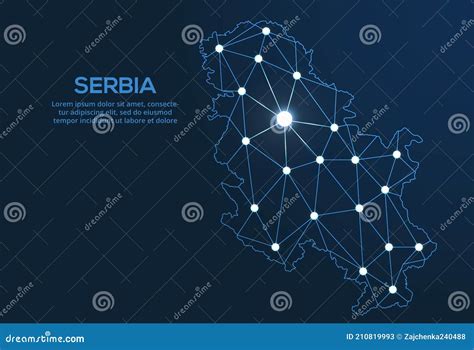 塞尔维亚通信网络地图 城市灯全局地图的矢量低聚像 以 库存例证 插画 包括有 计算 地区 210819993