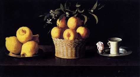 Francisco De Zurbar N Still Life With Lemons Oranges And Rose